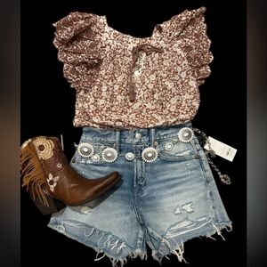 American Eagle’s Premium AE77 Floral Eyelet Blouse NWT